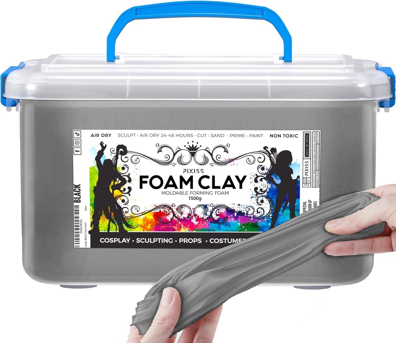 Moldable Cosplay Foam Clay (Gray) - Premium Modeling Foam Clay Air Dry, 1500 Gram Cosplay Foam Sculpting Clay for Crafts - Quick Air Drying Clay Foam - Flexible Air Dry Foam Clay for Cosplay G